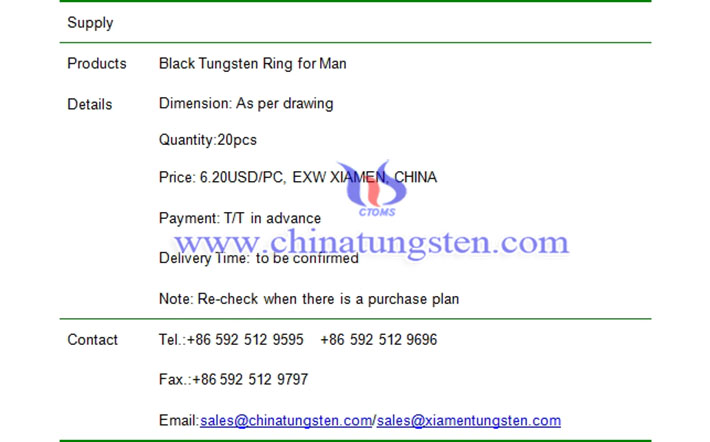 black tungsten ring price image