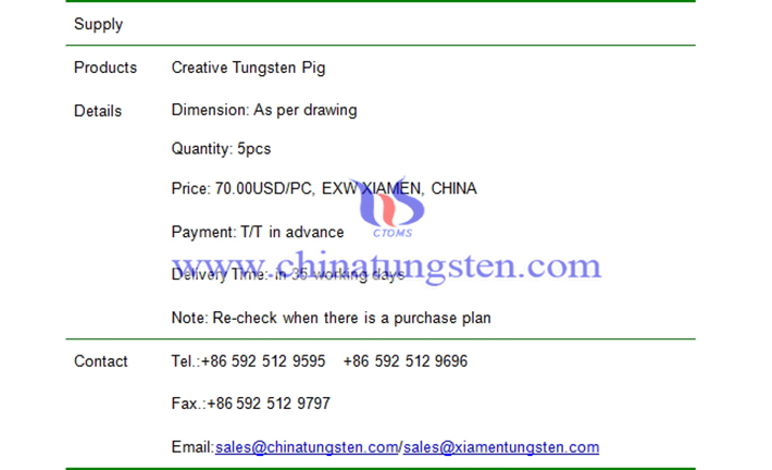 creative tungsten pig price picture