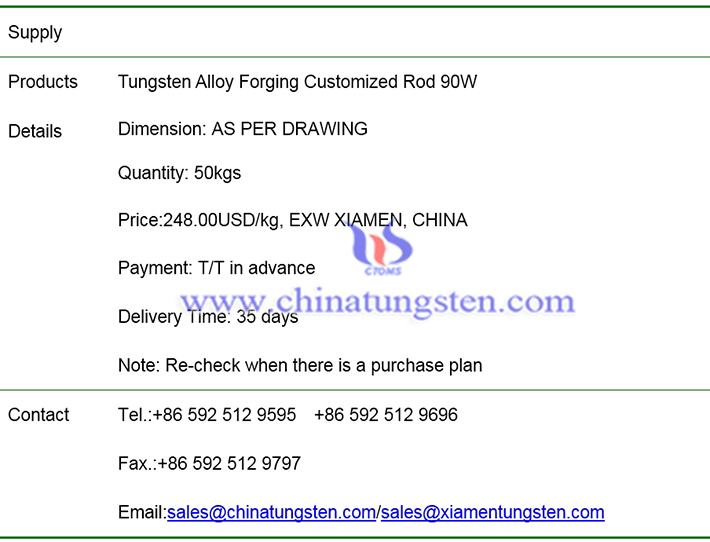 tungsten alloy forging customized rod price image