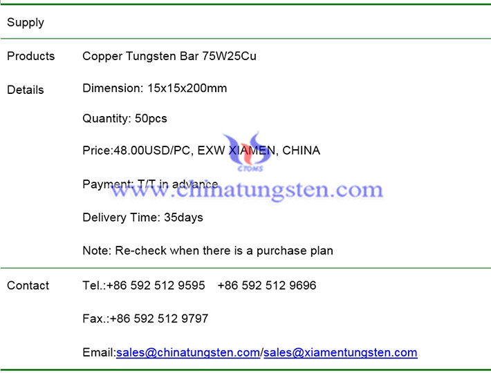 copper tungsten bar price image